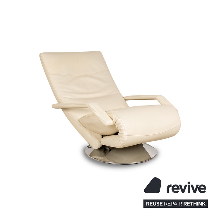 FSM Evolo leather armchair cream electric function relaxation function