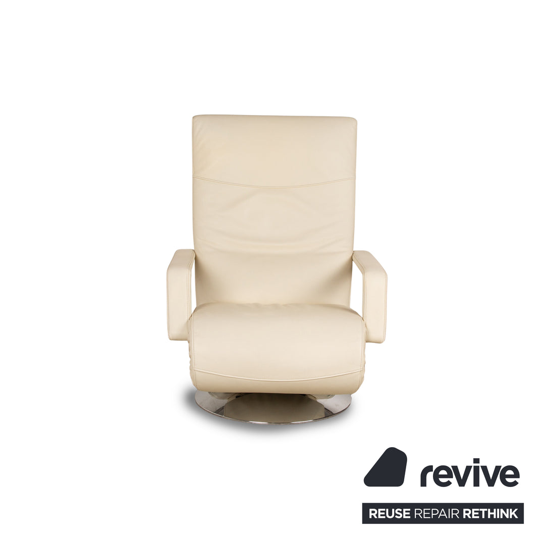 FSM Evolo leather armchair cream electric function relaxation function