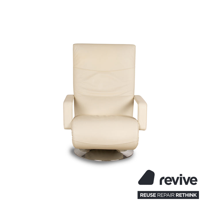 FSM Evolo leather armchair cream electric function relaxation function