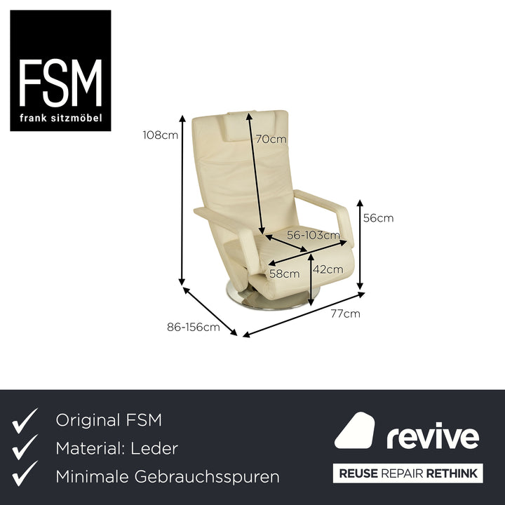 FSM Evolo Leder Sessel Creme elektrische Funtkion Relaxfunktion