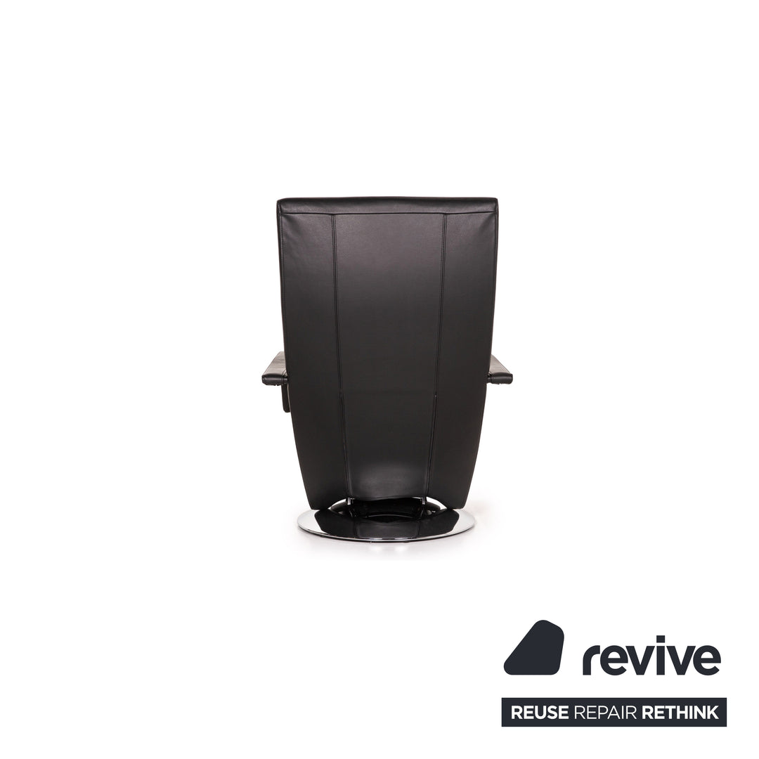 Fauteuil en cuir FSM Evolo noir fonction électrique fonction de relaxation fauteuil de relaxation rotatif