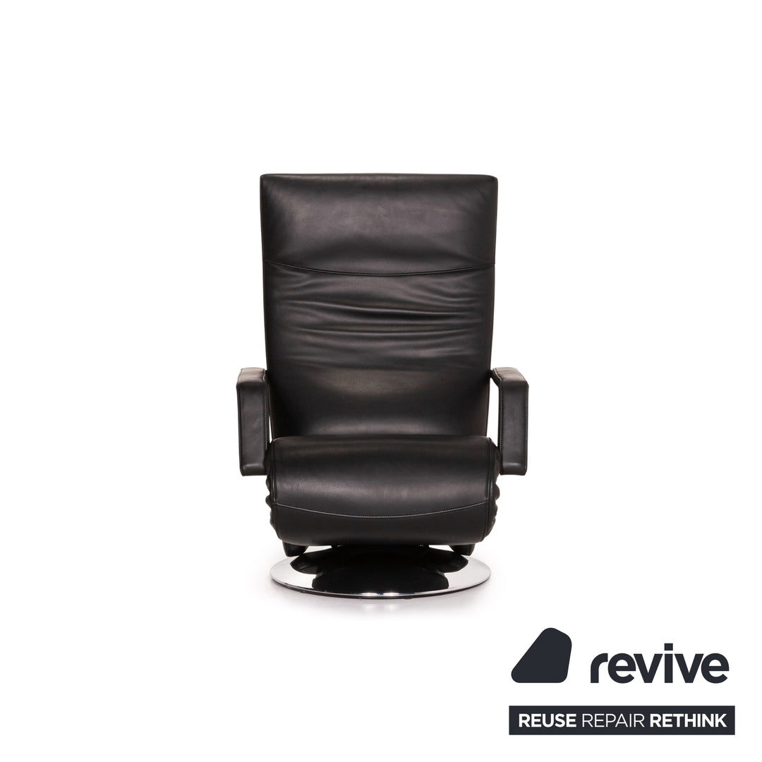 Fauteuil en cuir FSM Evolo noir fonction électrique fonction de relaxation fauteuil de relaxation rotatif