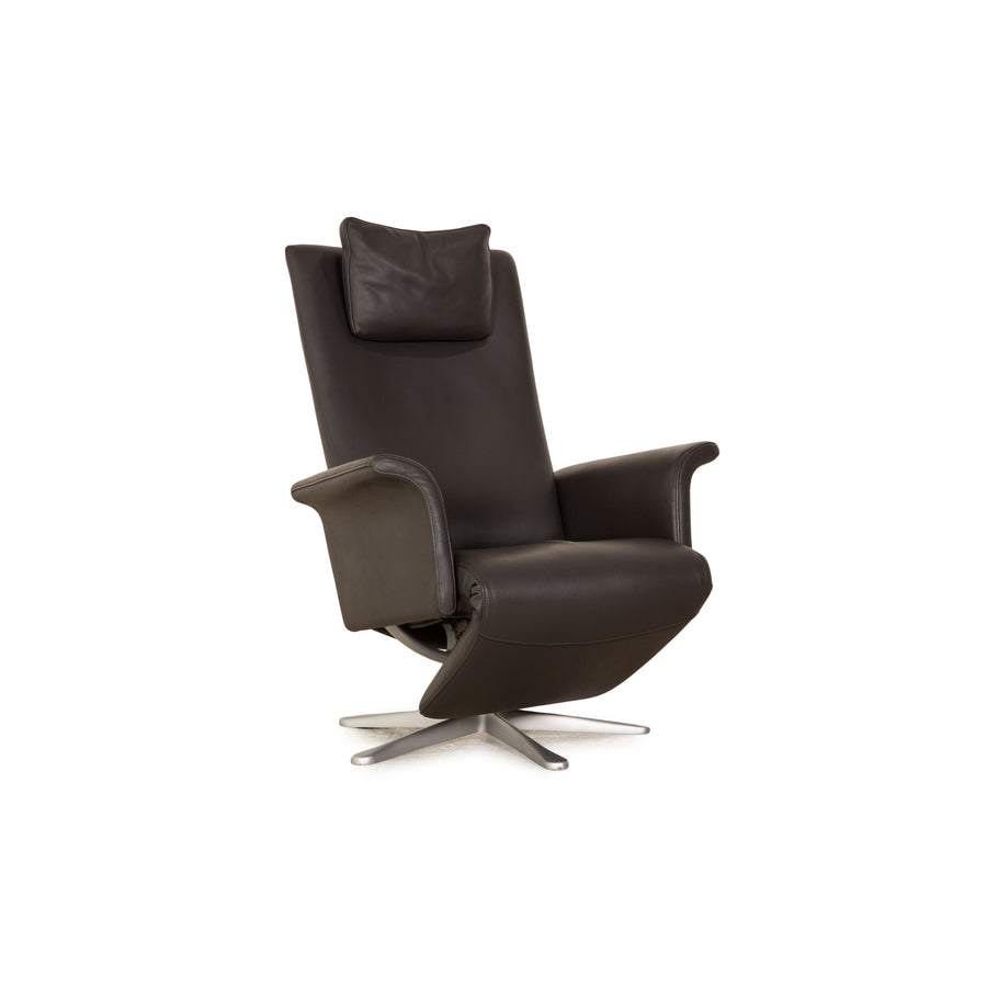 FSM Filou leather armchair dark gray manual function relaxation function