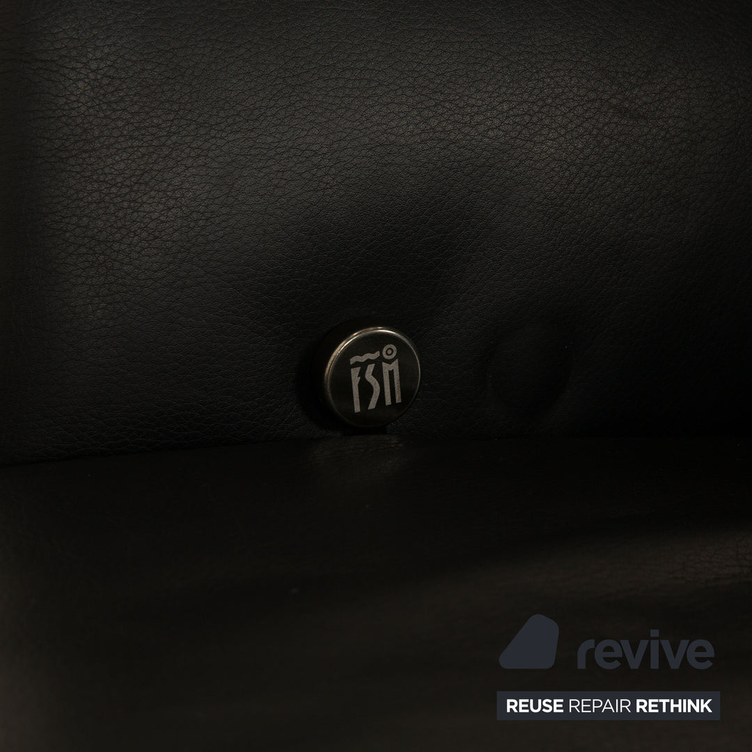 FSM Filou leather armchair set black manual function relaxation chair