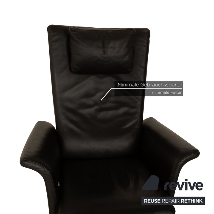 Ensemble de fauteuils en cuir FSM Filou noir, chaise de relaxation à fonction manuelle