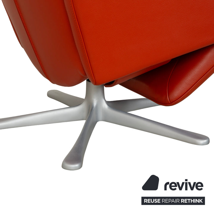 FSM Filou Leather Armchair Red Orange Terracotta Manual Function