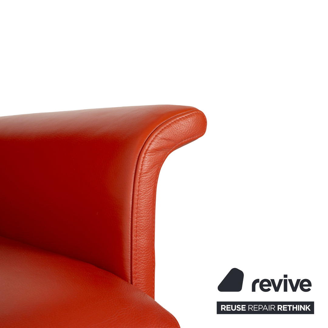 Fauteuil en cuir FSM Filou rouge orangé terracotta à commande manuelle