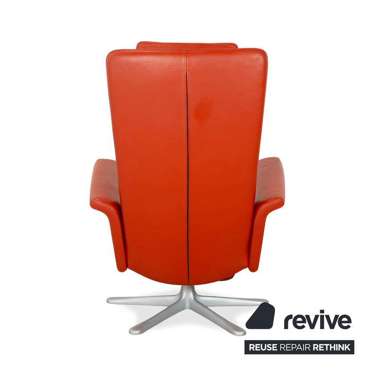 Fauteuil en cuir FSM Filou rouge orangé terracotta à commande manuelle