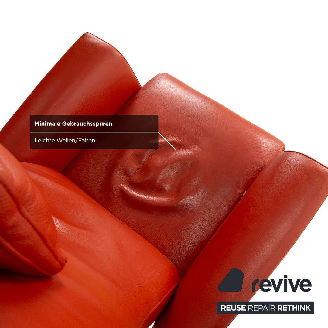 Fauteuil en cuir FSM Filou rouge orangé terracotta à commande manuelle
