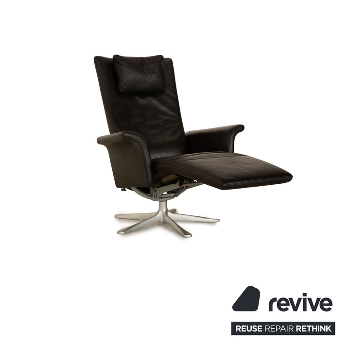FSM Filou Leather Armchair Black Manual Function Relaxation Chair