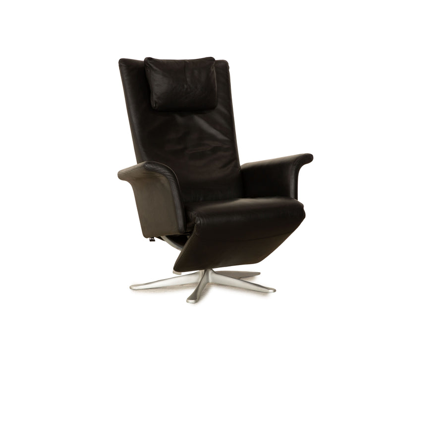 FSM Filou Leather Armchair Black Manual Function Relaxation Chair