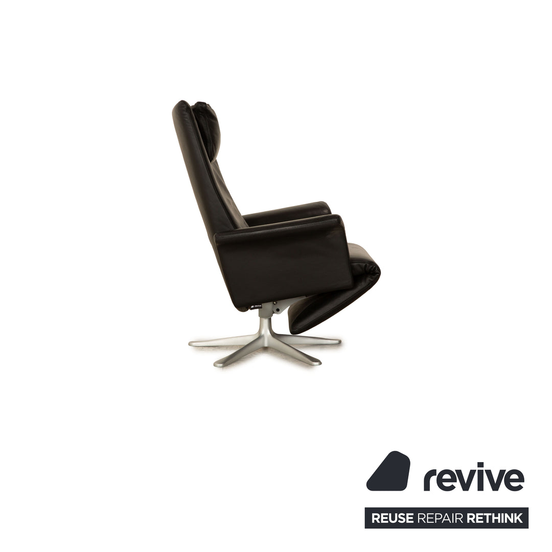 FSM Filou Leather Armchair Black Manual Function Relaxation Chair