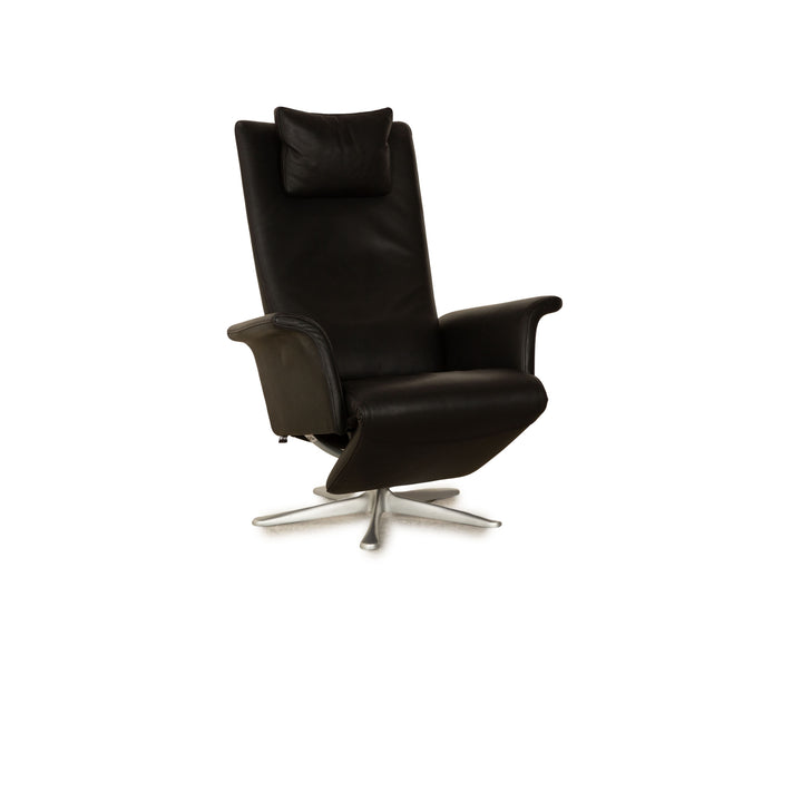 Fauteuil en cuir FSM Filou noir fauteuil de relaxation à fonction manuelle grand