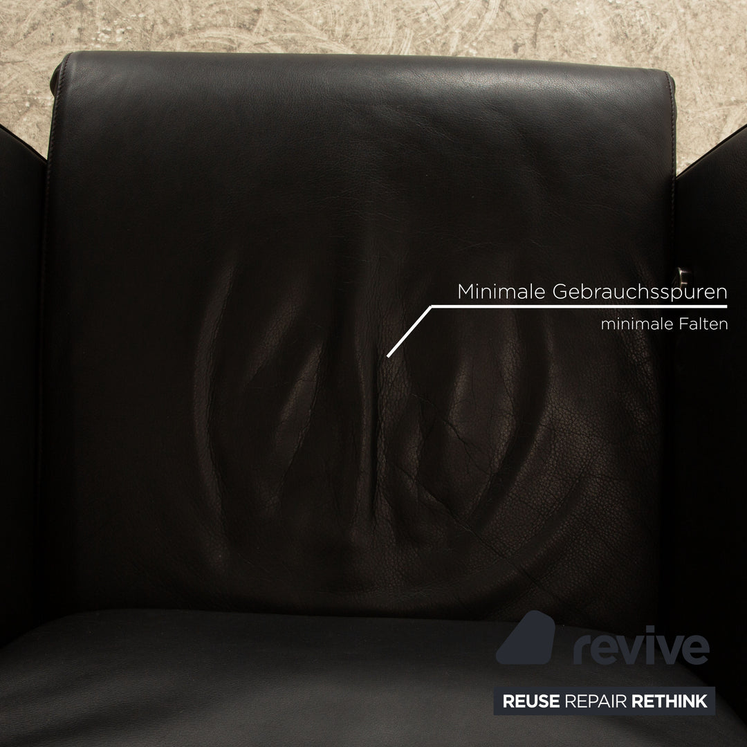 Fauteuil en cuir FSM Filou noir fauteuil de relaxation à fonction manuelle grand