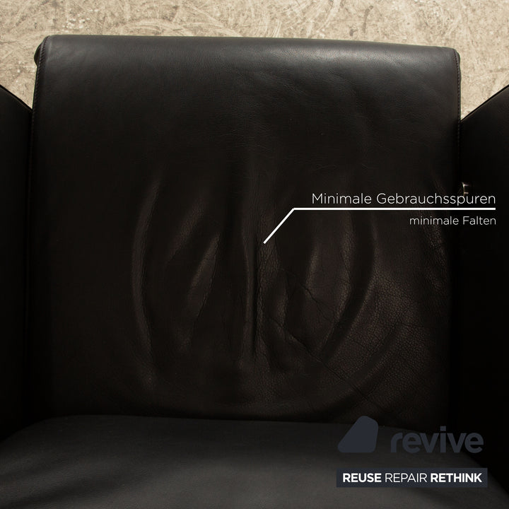 Fauteuil en cuir FSM Filou noir fauteuil de relaxation à fonction manuelle grand