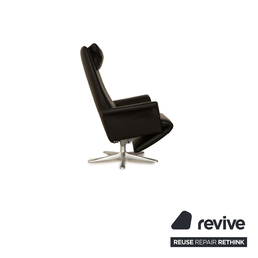Fauteuil en cuir FSM Filou noir fauteuil de relaxation à fonction manuelle grand