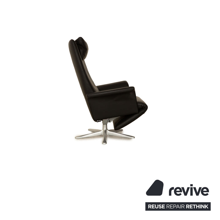 Fauteuil en cuir FSM Filou noir fauteuil de relaxation à fonction manuelle grand