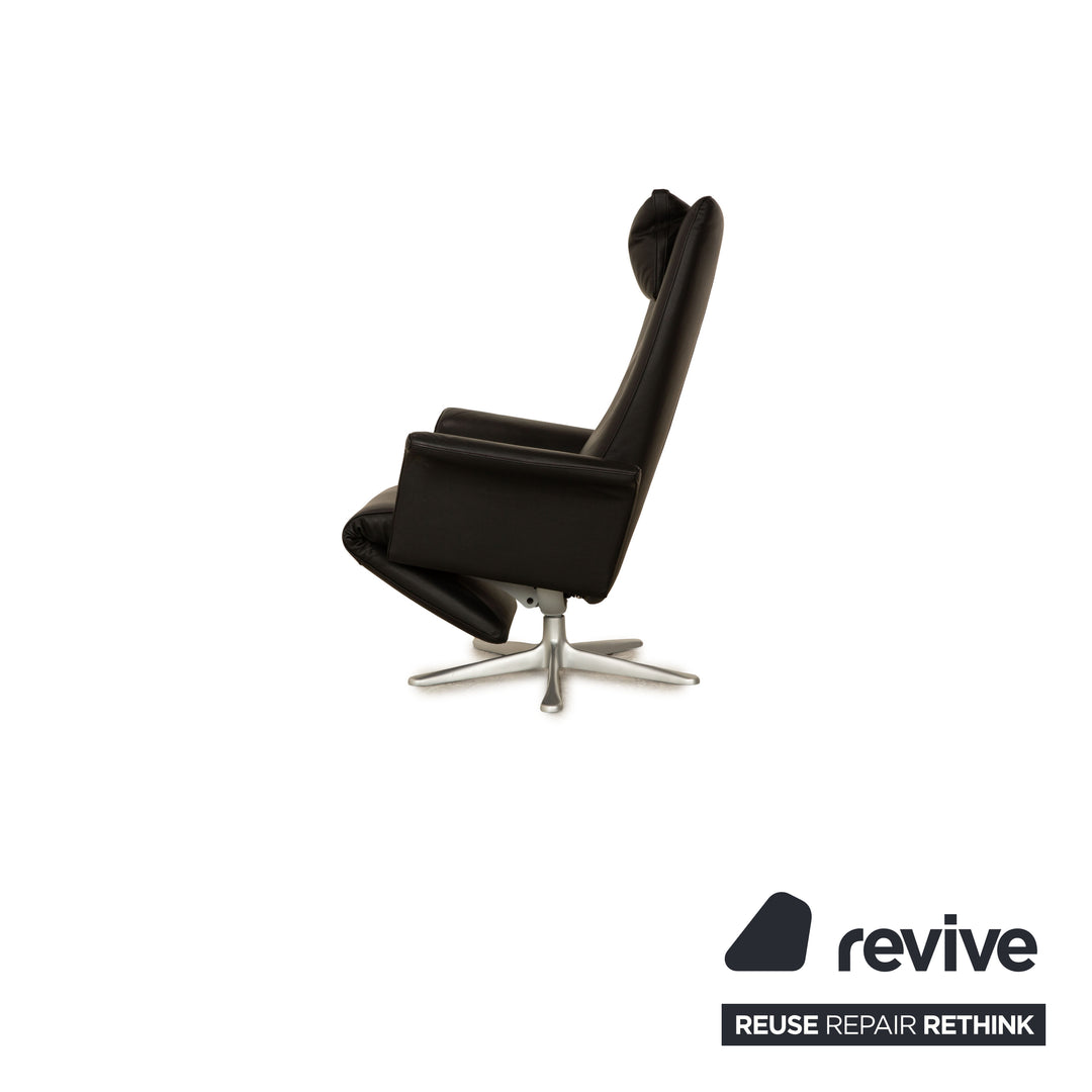 Fauteuil en cuir FSM Filou noir fauteuil de relaxation à fonction manuelle grand