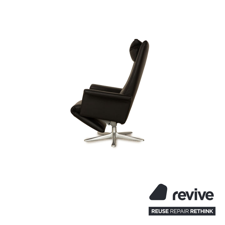 Fauteuil en cuir FSM Filou noir fauteuil de relaxation à fonction manuelle grand