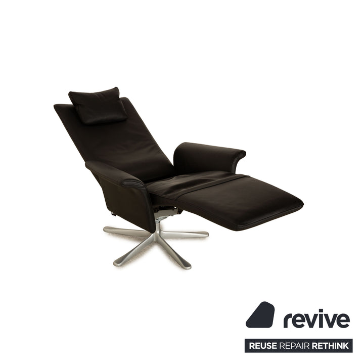 Fauteuil en cuir FSM Filou noir fauteuil de relaxation à fonction manuelle grand