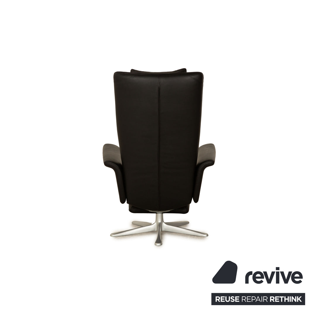 Fauteuil en cuir FSM Filou noir fauteuil de relaxation à fonction manuelle grand