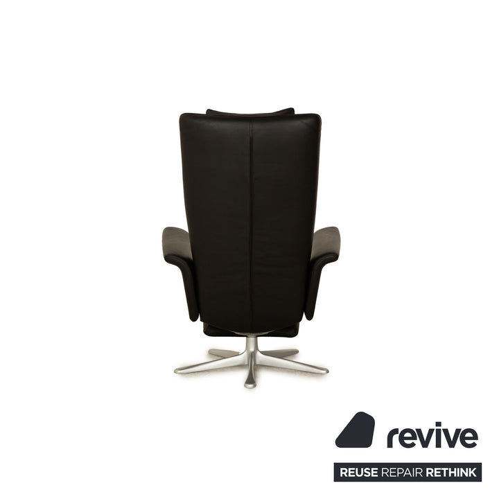 Fauteuil en cuir FSM Filou noir fauteuil de relaxation à fonction manuelle grand