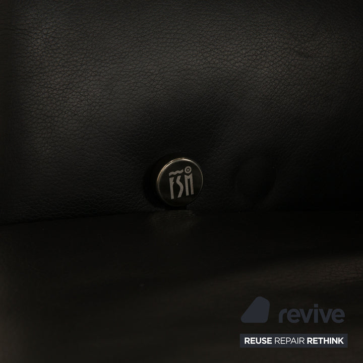 Fauteuil en cuir FSM Filou noir fauteuil de relaxation à fonction manuelle grand