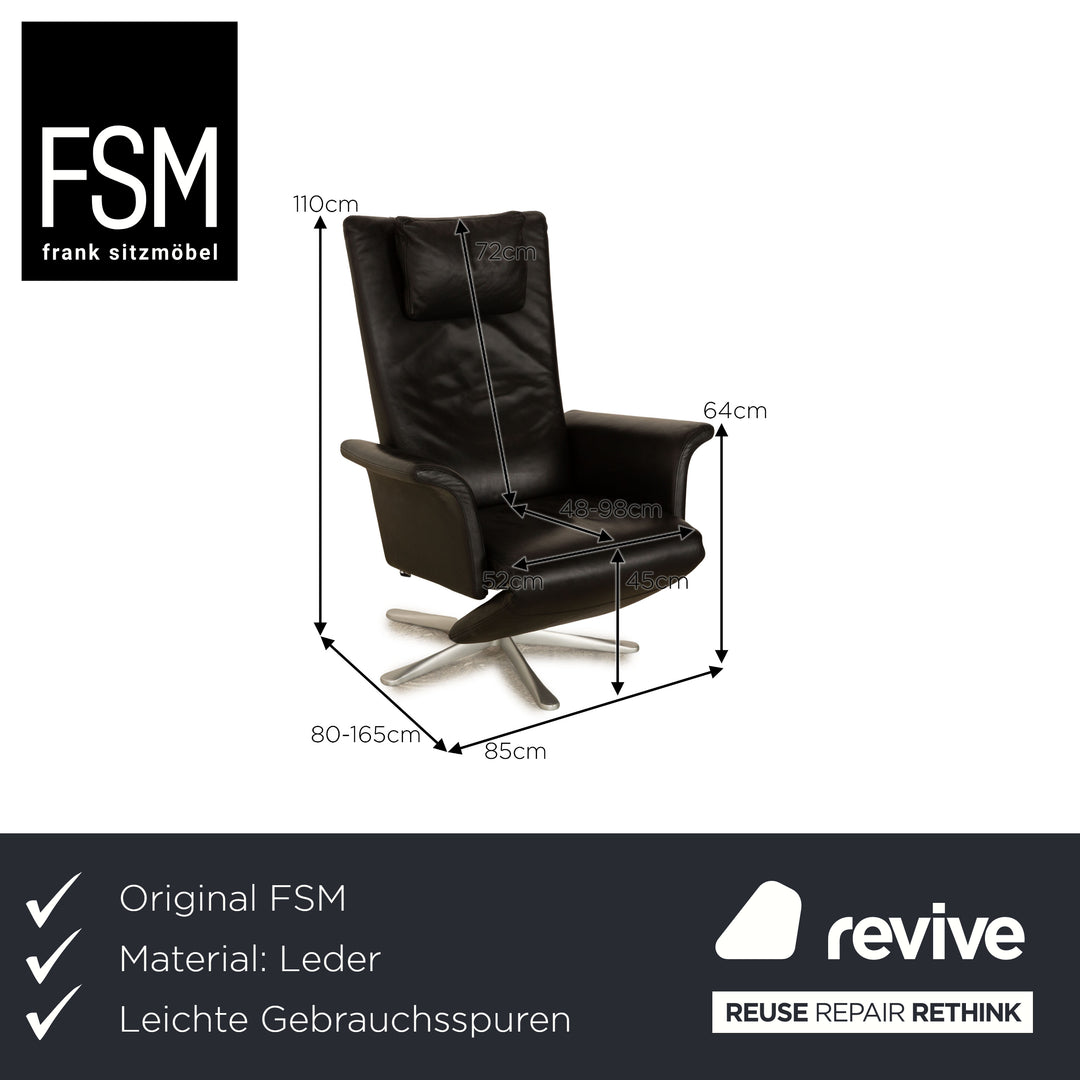 FSM Filou Leather Armchair Black Manual Function Relaxation Chair