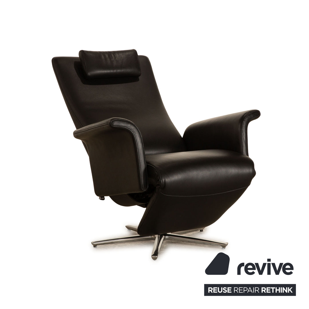 FSM Filou leather armchair black manual relaxation function