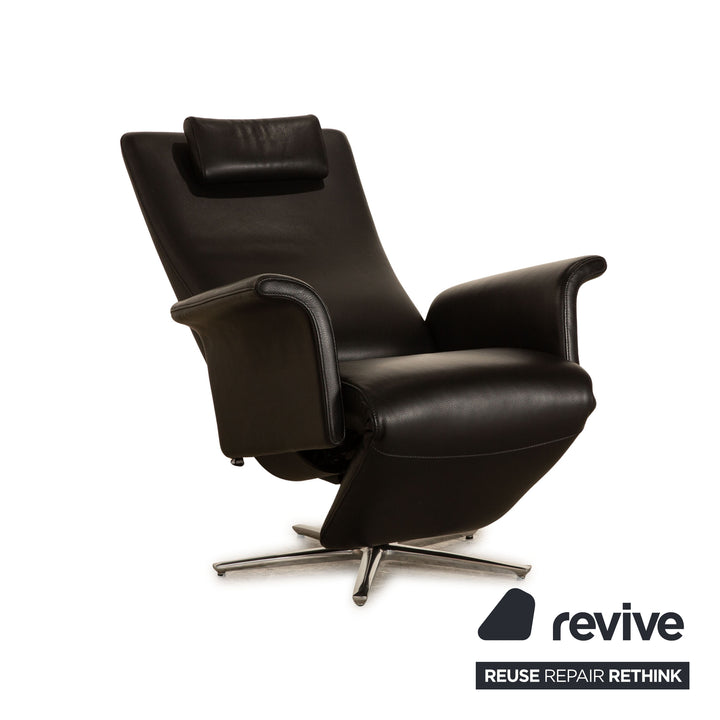 FSM Filou leather armchair black manual relaxation function