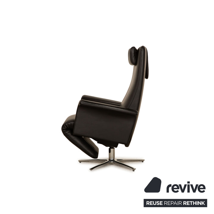 FSM Filou leather armchair black manual relaxation function