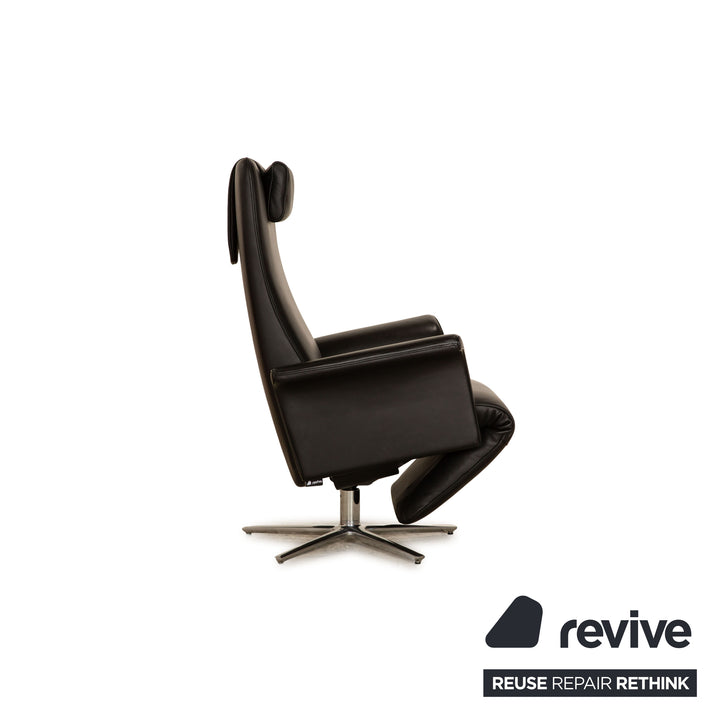FSM Filou leather armchair black manual relaxation function