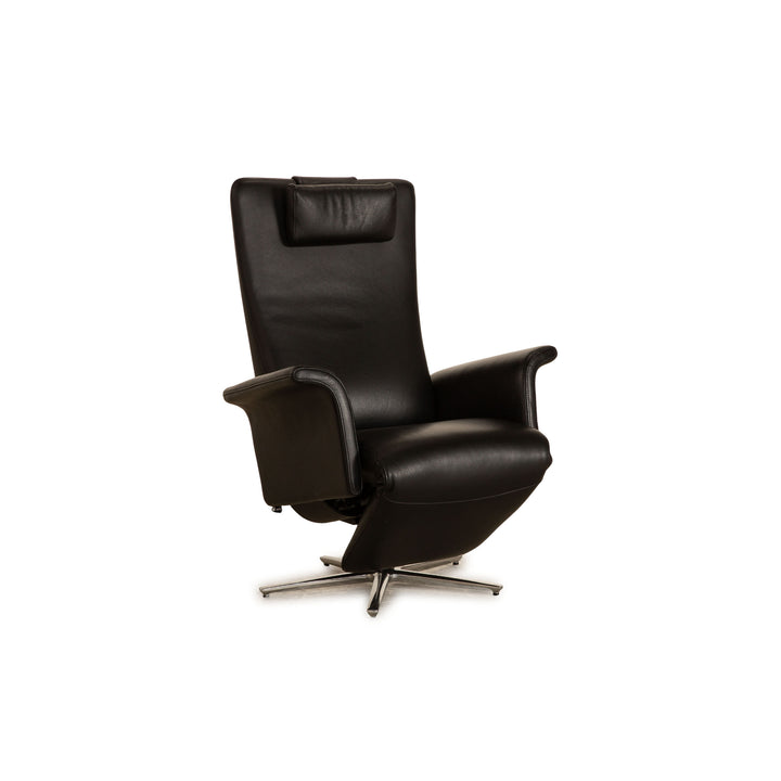 FSM Filou leather armchair black manual relaxation function