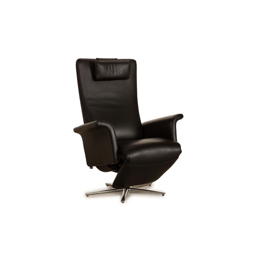 FSM Filou leather armchair black manual relaxation function