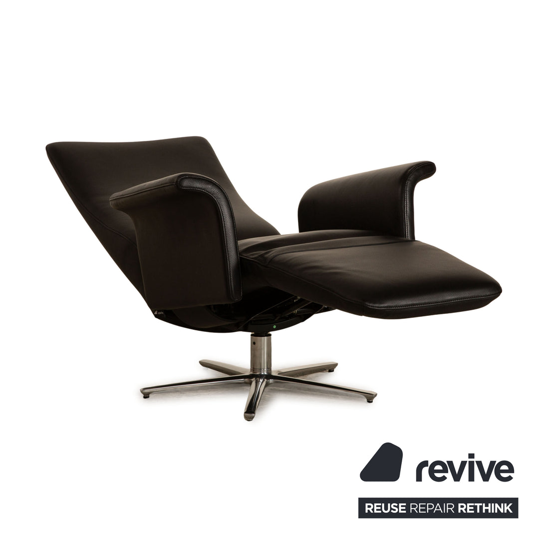 FSM Filou leather armchair black manual relaxation function