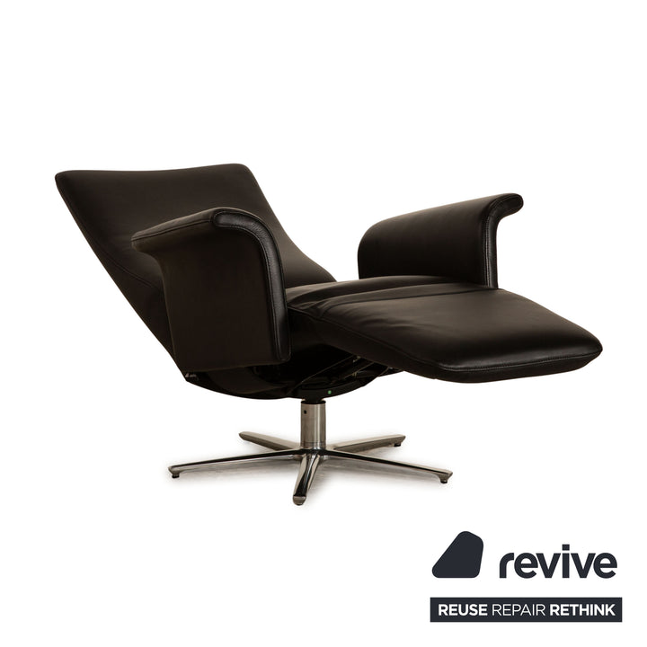 FSM Filou leather armchair black manual relaxation function