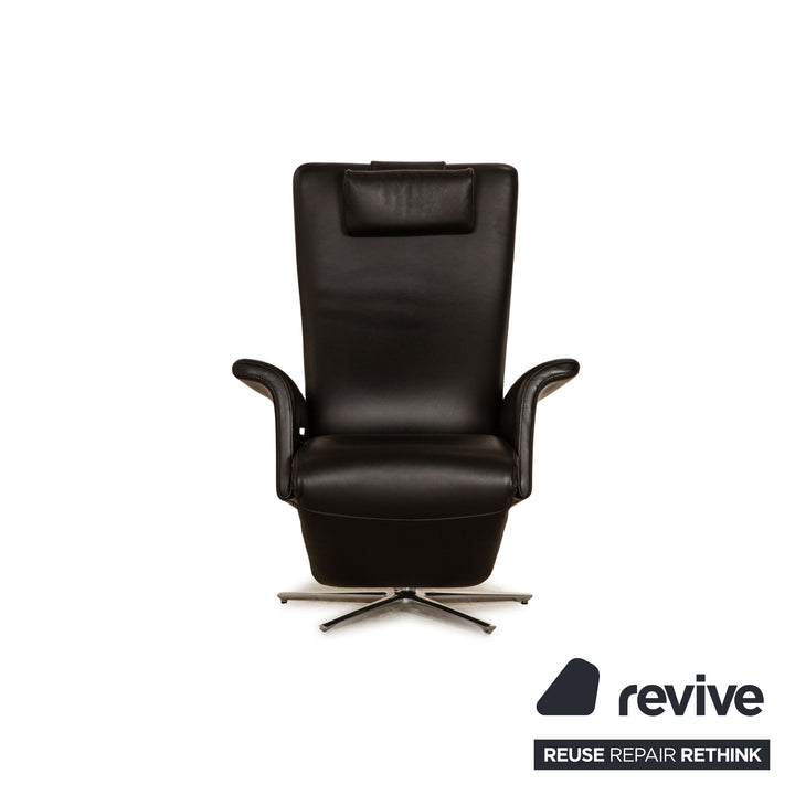 FSM Filou leather armchair black manual relaxation function