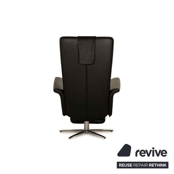 FSM Filou leather armchair black manual relaxation function
