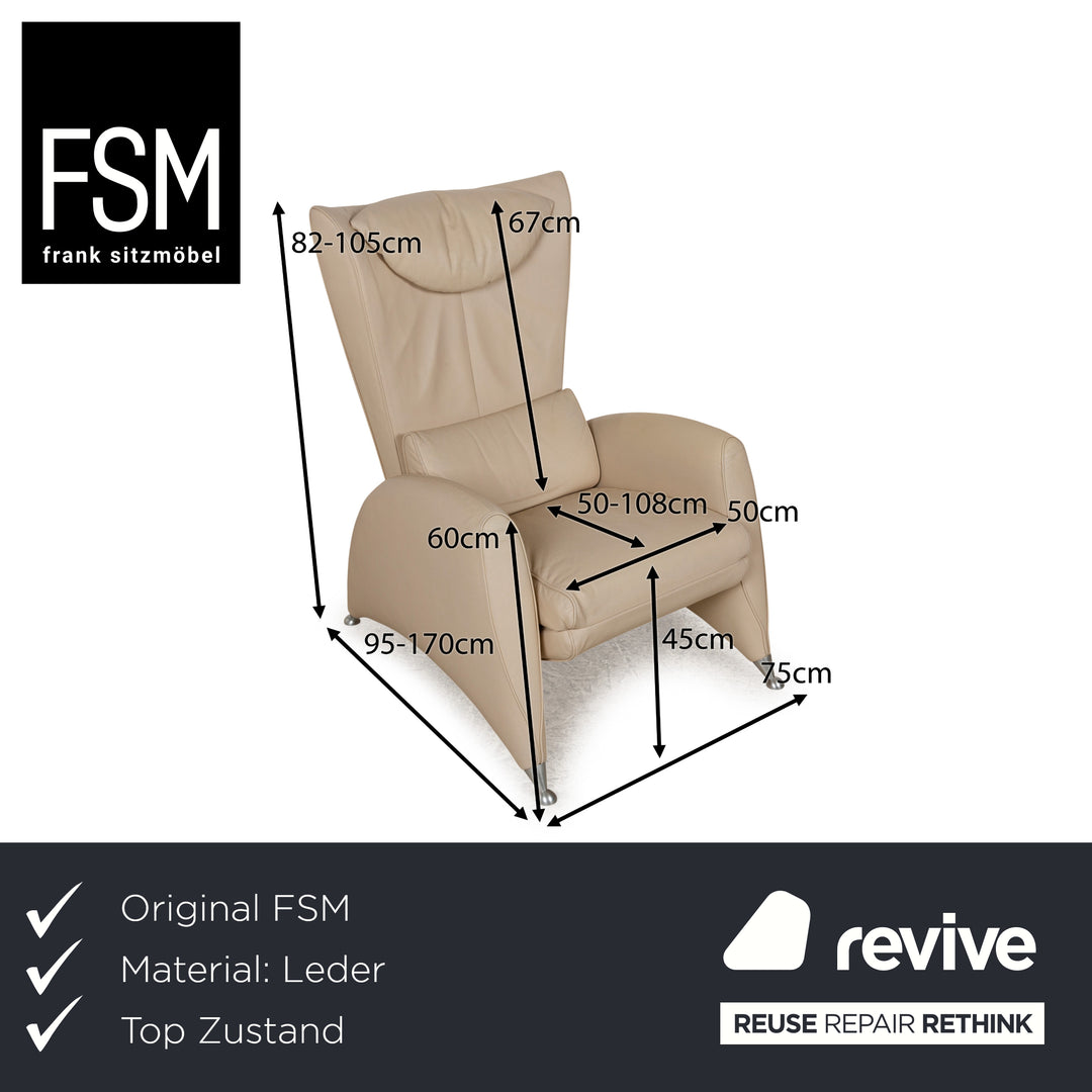 Fauteuil FSM Flux Cuir Beige fonction manuelle