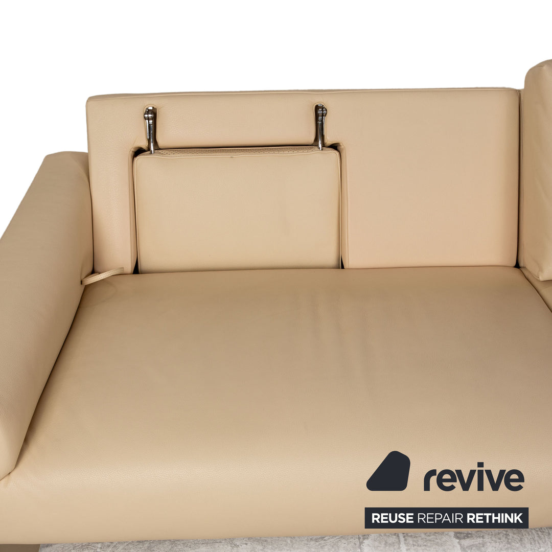 FSM Leder Dreisitzer Creme manuelle Funktion Sofa Couch inkl. Kopfstütze