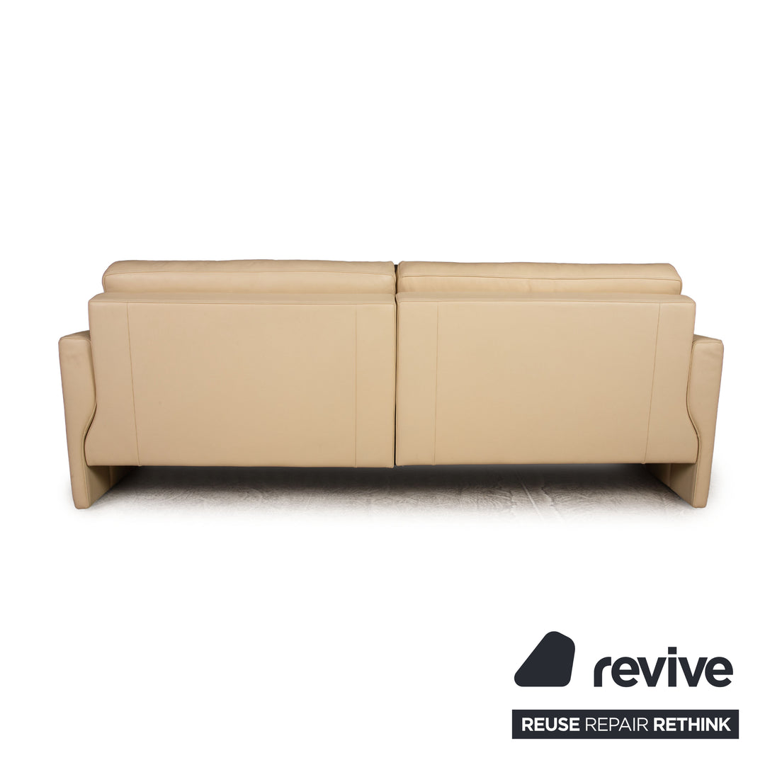 FSM Leder Dreisitzer Creme manuelle Funktion Sofa Couch inkl. Kopfstütze