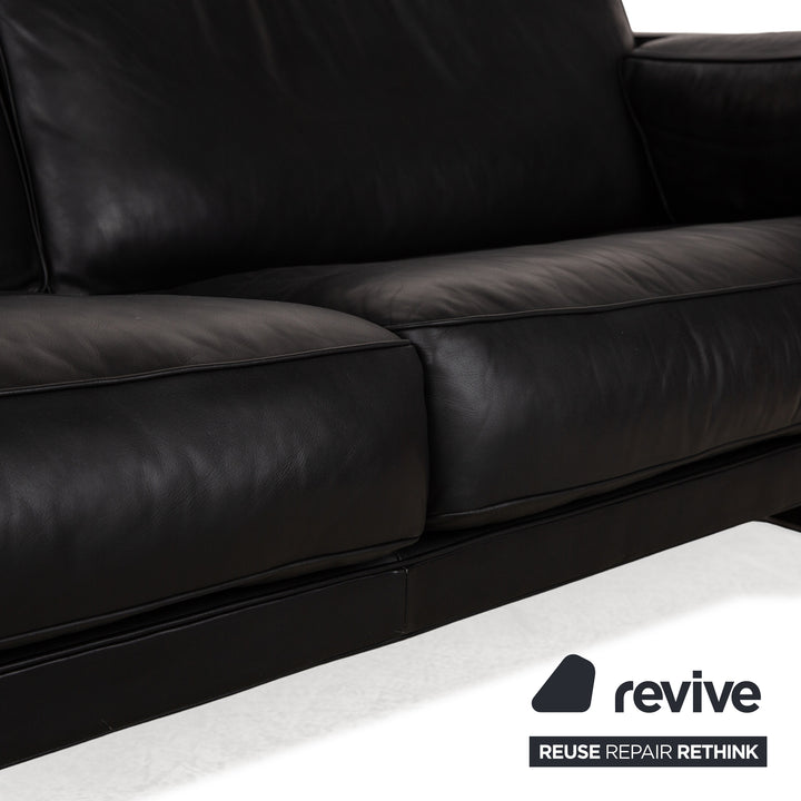 FSM Leder Dreisitzer Schwarz Sofa Couch