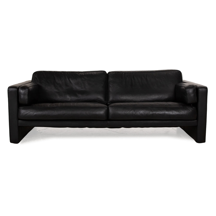 FSM Leather Three Seater Black Sofa Couch