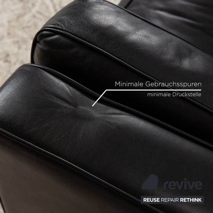 FSM Leder Dreisitzer Schwarz Sofa Couch