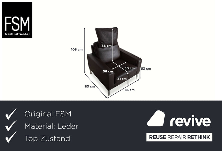 FSM Leder Sessel Braun Dunkelbraun
