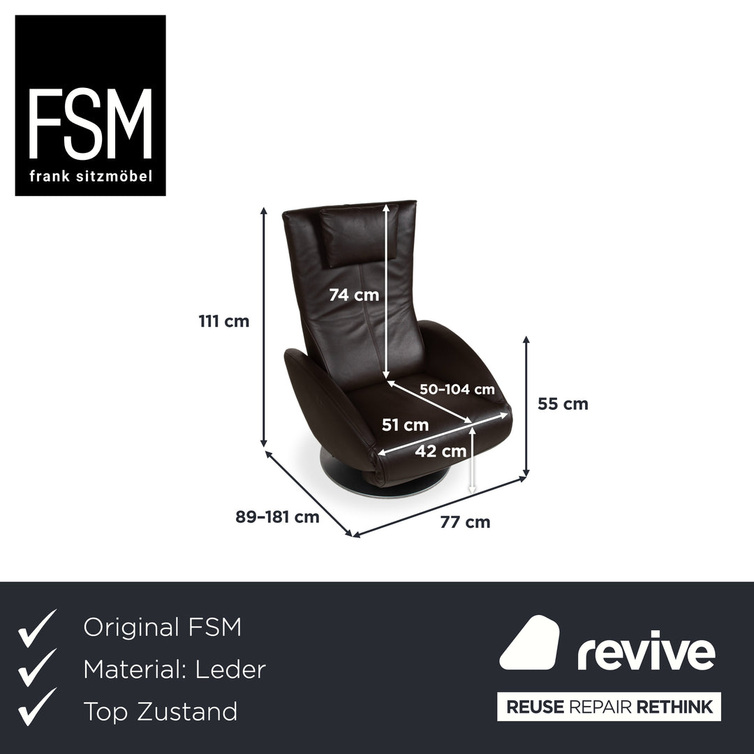 FSM Mate Leder Sessel Braun Dunkelbraun Mokka elektr. Funktion Akku Relaxfunktion