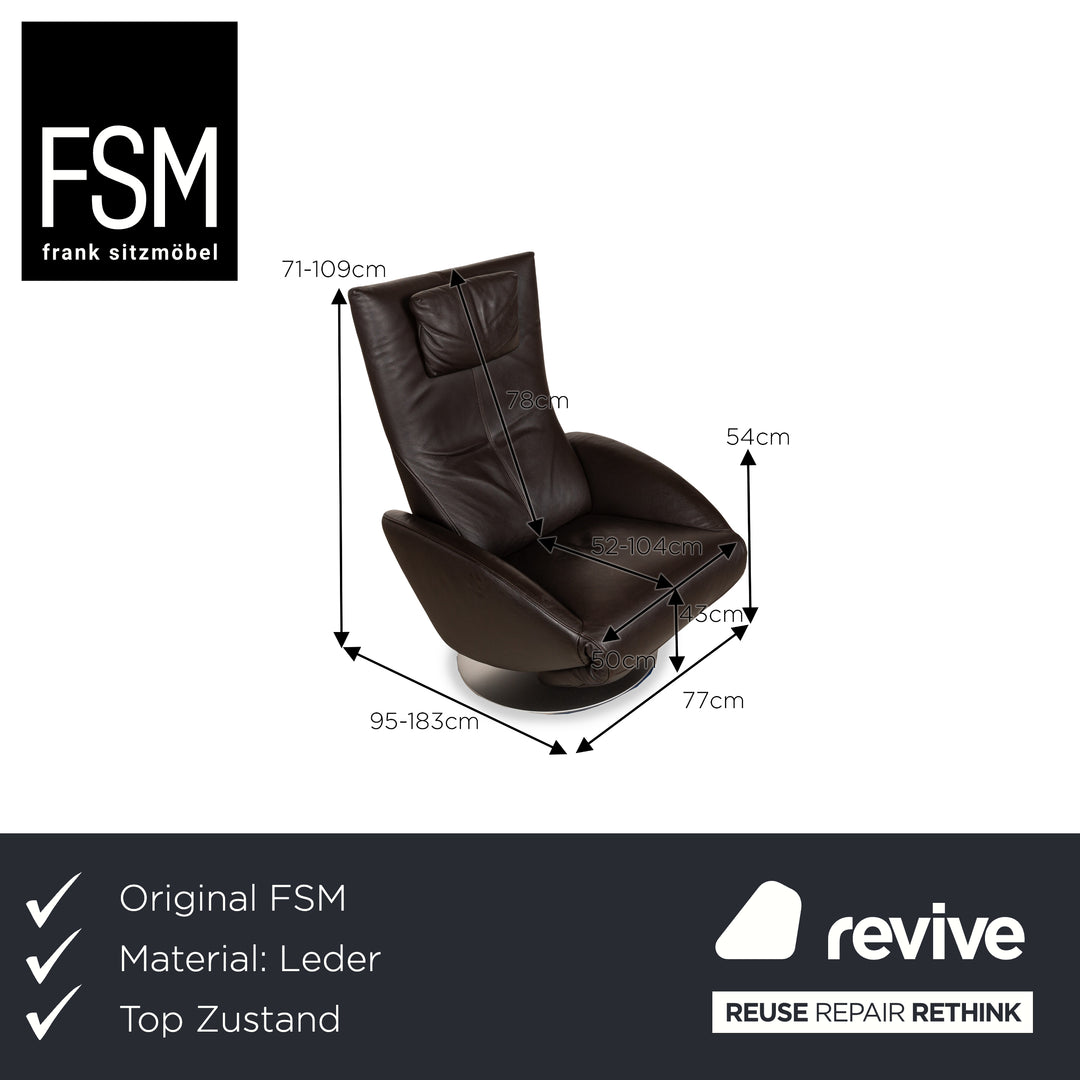 FSM Mate Leather Armchair Brown Electric Function Relax Chair