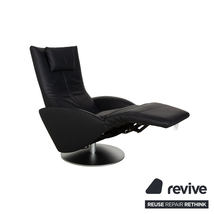 Fauteuil FSM Mate en cuir bleu foncé électr. Fonction Batterie Fonction Relax