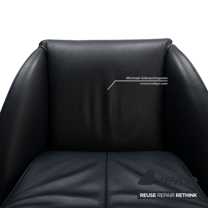Fauteuil FSM Mate en cuir bleu foncé électr. Fonction Batterie Fonction Relax