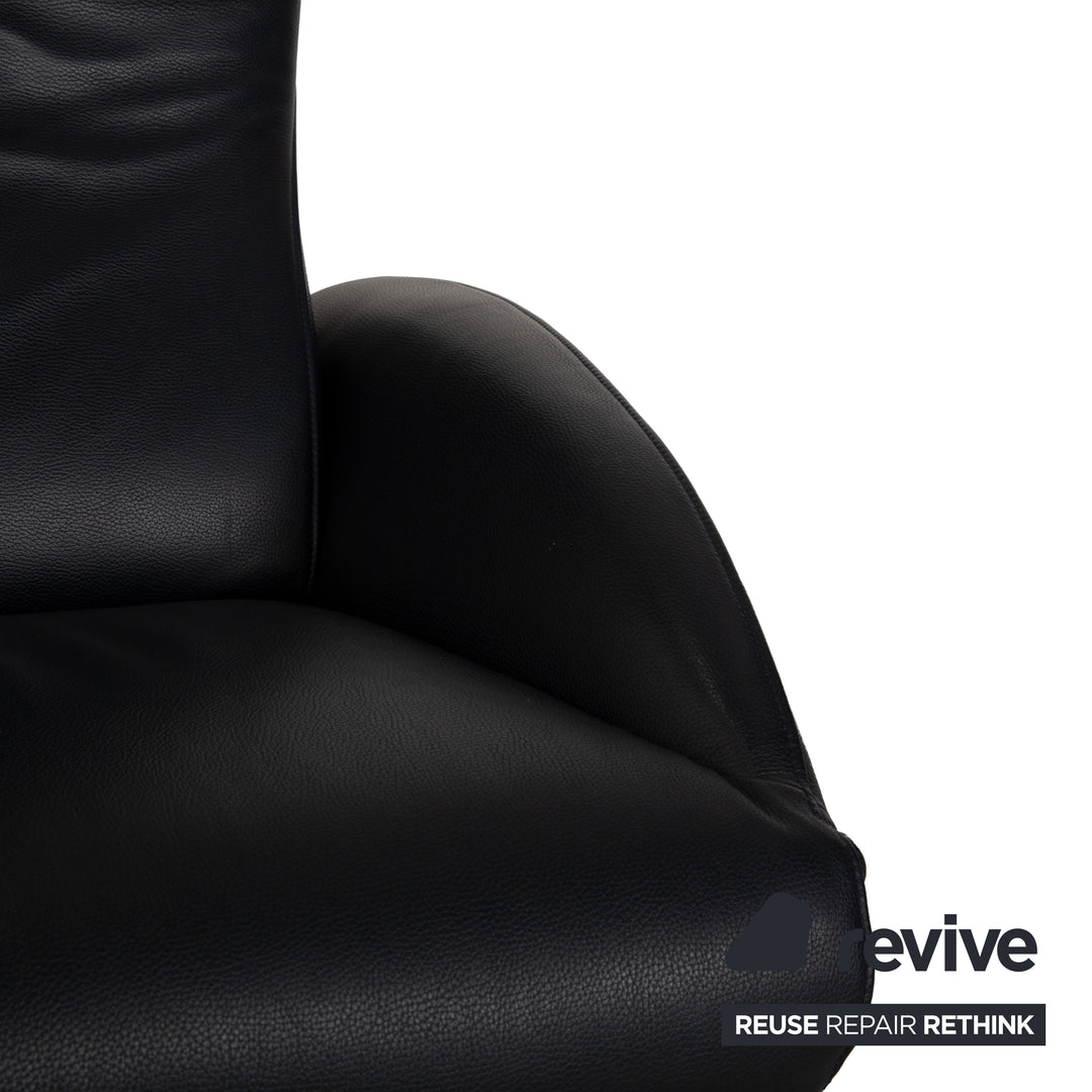 Fauteuil FSM Mate en cuir bleu foncé électr. Fonction Batterie Fonction Relax